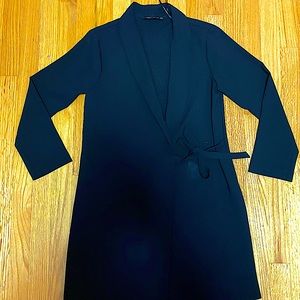 Zara Black Wrap Blazer Trench Coat Jacket